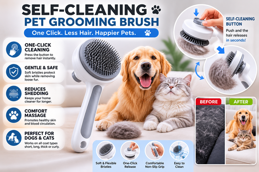 Self-Cleaning Pet Grooming Brush